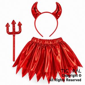 SET DIABLA POLLERA VINCHA Y TRIDENTE ROJO (9598A)